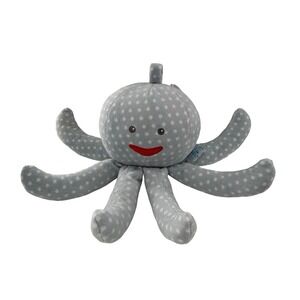 Baby Aspen Mr. Sock T. Pus Plush Octopus Baby Toy Blue Polka Dot Rattle Chimes
